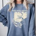 Skeleton Read More Books Comfort Colors Sweatshirt Denim