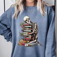 Skeleton Reading Book Halloween Bookworm Bibliophile Reader Comfort Colors Sweatshirt Denim Skeleton Reading Book Halloween Bookworm Bibliophile Reader Comfort Colors Sweatshirt Denim