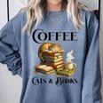 Sleeping Cat And Books With Coffee Lover Comfort Colors Sweatshirt Denim Sleeping Cat And Books With Coffee Lover Comfort Colors Sweatshirt Denim