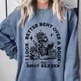 Smut Reader Skeleton Book Lover Dark Humor Art Premium Tri-Blend Comfort Colors Sweatshirt Denim