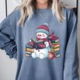 Snowman Reading Book Lovers Christmas Bookworm Librarian Comfort Colors Sweatshirt Denim Snowman Reading Book Lovers Christmas Bookworm Librarian Comfort Colors Sweatshirt Denim