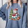 Snowman Reading Book Lovers Christmas Librarian Bookworm Comfort Colors Sweatshirt Denim Snowman Reading Book Lovers Christmas Librarian Bookworm Comfort Colors Sweatshirt Denim