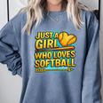 Softball Just A Girl Comic Book Style Graphic For Teens Comfort Colors Sweatshirt Denim