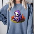 Spooky Grim Reaper Reading A Book Cute Creepy Halloween Comfort Colors Sweatshirt Denim Spooky Grim Reaper Reading A Book Cute Creepy Halloween Comfort Colors Sweatshirt Denim