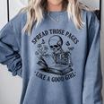 Spread Those Pages Like A Good Girl Skeleton Floral Book Comfort Colors Sweatshirt Denim Spread Those Pages Like A Good Girl Skeleton Floral Book Comfort Colors Sweatshirt Denim