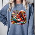 Squirrel Reading a Book Lover Bookworm Comfort Colors Sweatshirt Denim