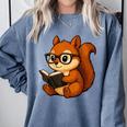 Squirrel Reading Book Lover Comfort Colors Sweatshirt Denim