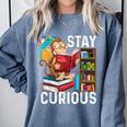 Stay Curious Monkey Reading Book Lover Bookworm Comfort Colors Sweatshirt Denim Stay Curious Monkey Reading Book Lover Bookworm Comfort Colors Sweatshirt Denim