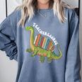 Teachersaurus Dinosaur Teachers Dino Reading Book Librarian Comfort Colors Sweatshirt Denim