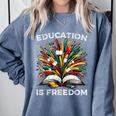 History Book Education Freedom Teacher Women Men Kids Comfort Colors Sweatshirt Denim