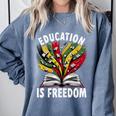 History Education Is Freedom Books Black History Premium Tri-Blend Comfort Colors Sweatshirt Denim