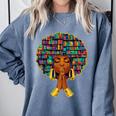 History Month Afro Women Book Lover Librarian Teacher Comfort Colors Sweatshirt Denim