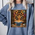 History Month Black Afro Girl Women Book Lovers Flower Comfort Colors Sweatshirt Denim