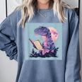 Trex Reading Book Dinosaur Comfort Colors Sweatshirt Denim Trex Reading Book Dinosaur Comfort Colors Sweatshirt Denim