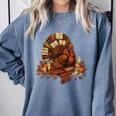Turkey Reading Books Fall Season Thanksgiving Teacher Book Comfort Colors Sweatshirt Denim Turkey Reading Books Fall Season Thanksgiving Teacher Book Comfort Colors Sweatshirt Denim