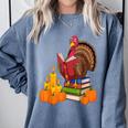 Turkey Reading Books Fall Thanksgiving Teacher Book Comfort Colors Sweatshirt Denim Turkey Reading Books Fall Thanksgiving Teacher Book Comfort Colors Sweatshirt Denim