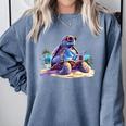 Turtle Wearing Sunglasses Reading A Book On The Beach Summer Comfort Colors Sweatshirt Denim Turtle Wearing Sunglasses Reading A Book On The Beach Summer Comfort Colors Sweatshirt Denim
