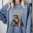 Unearth A Story Dinosaur Reading a Library Book Comfort Colors Sweatshirt Denim Unearth A Story Dinosaur Reading a Library Book Comfort Colors Sweatshirt Denim