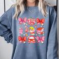 Valentine Cupid Coquette Pink Bow Apple Books Teacher Comfort Colors Sweatshirt Denim