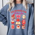 Valentines Reading Book Lover All Booked For Valentine's Day Comfort Colors Sweatshirt Denim