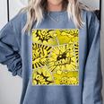 Varsity-Gold Yellow Comic Book University Varsity-Gold Comfort Colors Sweatshirt Denim