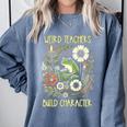 Weird Teachers Build Character Frog Reading Book Librarian Comfort Colors Sweatshirt Denim