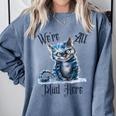 We'Re All Mad Here Cheshire Cat Alice Wonderland Book Kids Comfort Colors Sweatshirt Denim