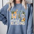 Wild About Reading Animals And Book Lovers Comfort Colors Sweatshirt Denim