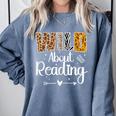 Wild About Reading Book Lover Bookworm Library Day Comfort Colors Sweatshirt Denim