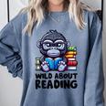 Wild About Reading Book Lover Gorilla Comfort Colors Sweatshirt Denim