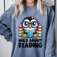 Wild About Reading Book Lover Penguin Comfort Colors Sweatshirt Denim
