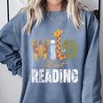 Wild About Reading Books Animal Theme Bookworm Library Day Comfort Colors Sweatshirt Denim Wild About Reading Books Animal Theme Bookworm Library Day Comfort Colors Sweatshirt Denim