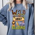 Wild About Reading Reading Books And Bookworm Library Day Comfort Colors Sweatshirt Denim