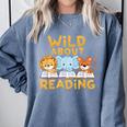 Wild About Reading Cute Animal Book Lover Kids Comfort Colors Sweatshirt Denim Wild About Reading Cute Animal Book Lover Kids Comfort Colors Sweatshirt Denim