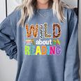 Wild About Reading Library Day Reading Books & Bookworm Comfort Colors Sweatshirt Denim Wild About Reading Library Day Reading Books & Bookworm Comfort Colors Sweatshirt Denim