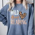 Wild About Reading Teacher Books Reader Lovers Leopard Zebra Comfort Colors Sweatshirt Denim