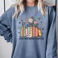 Wildflower Floral Book Just One More Chapter Comfort Colors Sweatshirt Denim