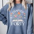 Women's 1986 Chapter Forty 40th Birthday Wildflower Book 40 Year Old Comfort Colors Sweatshirt Denim