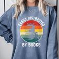 Women's Easily Distracted By Books Comfort Colors Sweatshirt Denim