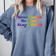 Women's Read Books Be Kind Stay Weird Book Lover Rainbow Comfort Colors Sweatshirt Denim