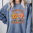 Women's Read Your Heart Out Teacher Valentines Reading Book Love Comfort Colors Sweatshirt Denim