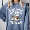 Women's Wild Dreams Reading Giraffe Book Reader Zoo Animals Kids Comfort Colors Sweatshirt Denim
