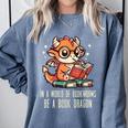In World Of Bookworms Be Book Dragon Cute Women Kids Men Comfort Colors Sweatshirt Denim In World Of Bookworms Be Book Dragon Cute Women Kids Men Comfort Colors Sweatshirt Denim