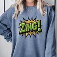 ZING Comic Book Retro Artwork – Cartoon Collector Comfort Colors Sweatshirt Denim ZING Comic Book Retro Artwork – Cartoon Collector Comfort Colors Sweatshirt Denim