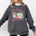 100 Days Of Coffee And Chaos Coquette Bow Book Apple Comfort Colors Sweatshirt Pepper