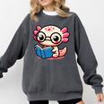 Adorable Book Lover Axolotl With Reading Glasses Cute Comfort Colors Sweatshirt Pepper Adorable Book Lover Axolotl With Reading Glasses Cute Comfort Colors Sweatshirt Pepper