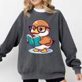 Adorable Book Lover Mallard Duck With Reading Glasses Cute Comfort Colors Sweatshirt Pepper