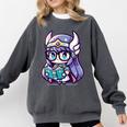 Adorable Book Lover Valkyrie With Reading Glasses Cute Comfort Colors Sweatshirt Pepper