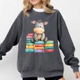 Adorable Donkey With Heart Sitting On Colorful Book Stack Comfort Colors Sweatshirt Pepper Adorable Donkey With Heart Sitting On Colorful Book Stack Comfort Colors Sweatshirt Pepper