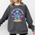 Alien Reader Reading Teacher Librarian Book Lover Comfort Colors Sweatshirt Pepper